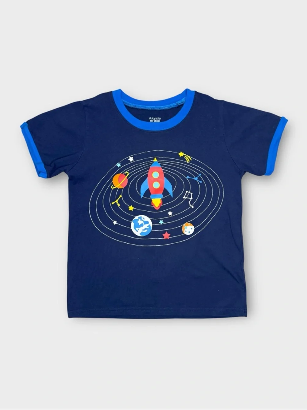 Akyzic Space Rocket Solar System Graphic Blue Pajamas